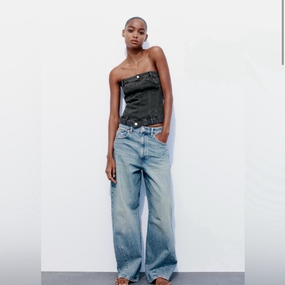 Zara CORSET STYLE DENIM TOP TRF - Picture 3 of 8
